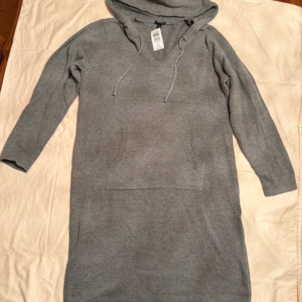 Torrid Gray Hooded V-Neck Sweater Dress